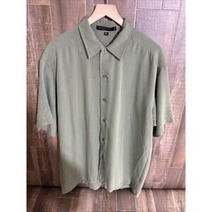 Domain Platinum Micro Men’s Button‎ Down Short Sleeve Shirt Green Size Large